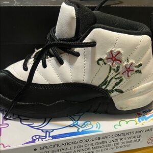 Jordan Kids Black and White Floral Sneakers